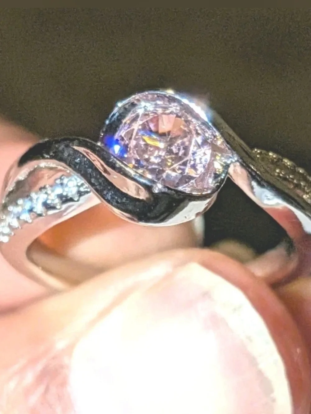 2Ct Round Cut Lab Created Pink Sapphire Minimalist Ring 14K White Gold Plated